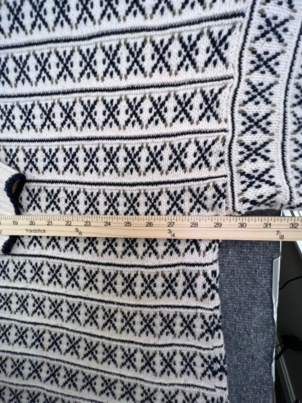 VTG Bill Blass Sweater Fair Isle Hand Framed USA Grandpa Blue White XL (1X) Men